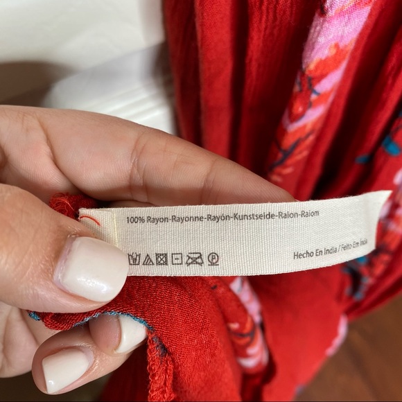 Free People Beau Smocked Printed Slip Dress in Red - Picture 9 of 12